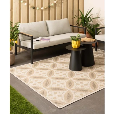 Afbeelding van Jute Buitenkleed Sunny Circles Naturel 240x340 Cm