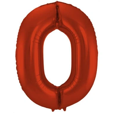 Image de Ballon aluminium numéro 0 Rouge Métallisé Mat 86cm
