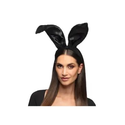 Afbeelding van Boland Diadeem Grote konijnenoren zwart Één maat Volwassenen Vrouwen Black and White Sexy Vrijgezellenfeest