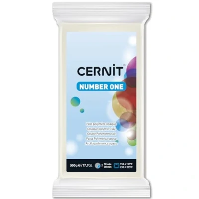 Afbeelding van CERNIT CE0900500027C Een nummer één polymeerdeeg boetseerklei om te bakken kleur wit ondoorzichtig blok van 500 g
