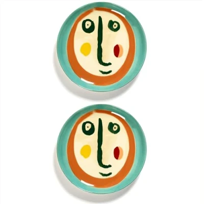 Afbeelding van Serax Ottolenghi Face 2 Feast rand rond 19 cm Steengoed S set van
