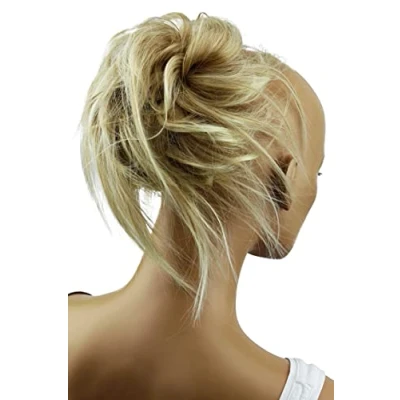 Afbeelding van PRETTYSHOP XXL haarstukje scrunchie opgestoken haar volumineus golvend chignon blond mix G11F
