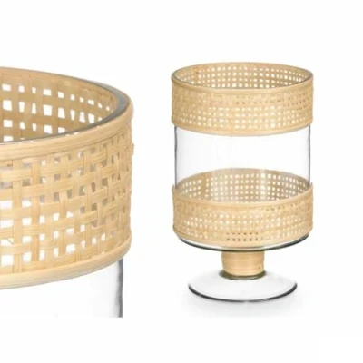 Afbeelding van Kaarshouder GiftDecor SG 29684 Transparant Natuurlijk Glas Rotan 15,5 x 24 cm (6 Stuks)