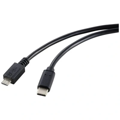 Afbeelding van Renkforce USB kabel 2.0 C stekker, micro B stekker 1.80 m Zwart Afscherming totaal RF 5720396