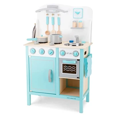 Afbeelding van New Classic Toys Speelkeuken Bon Appetit DeLuxe Blauw Aanrechthoogte is 46 centimeter