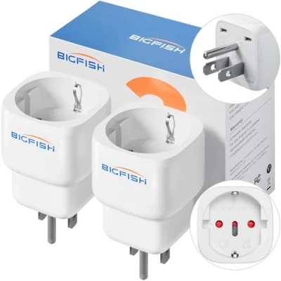 Afbeelding van Bigfish Set van 2 reisadapters USA Amerikaanse stekker reisadapter Thailand type B voor EU naar Amerika, Canada, Thailand, Mexico, muur, oplader