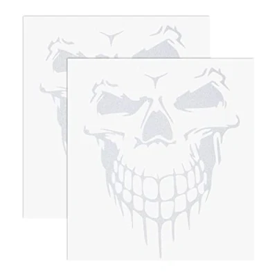 Afbeelding van Create idea 2 stuks reflecterende doodskopstickers voor auto, vrachtwagen, motorfiets, wit