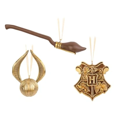 Image de Set de 3 décorations Noël Harry Potter Vif d&#039;or, Nimbus 2000 et Emblème Poudlard