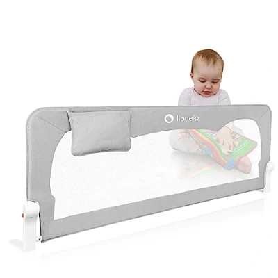 Image de Lionelo Hanna Barrière de Lit Bébé 150 x 66 cm Sécurité Anti Chute Pliable à 180 Cadre Aluminium Filet Respirant Montage Facile Pour Enfants 18 Mois 5 Ans Certifiée SGS