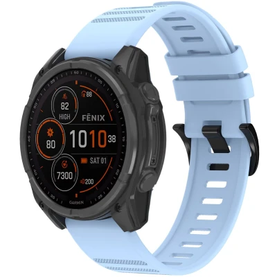Afbeelding van imoshion QuickFit® Stripe Siliconenbandje Geschikt voor de Garmin Watch 22 mm aansluiting Lichtblauw