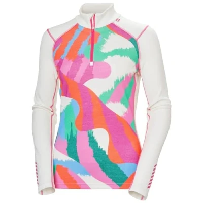 Afbeelding van Helly Hansen Women Lifa Merino Midweight Gra 1/2 Zip Off White Jpb Aop maat S