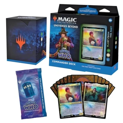 Afbeelding van Magic The Gathering Deck Commander Doctor Who, Blast from Past (hamer met 100 kaarten, verzamelaarsenvelop 2 lettervoorbeelden + accessoires)