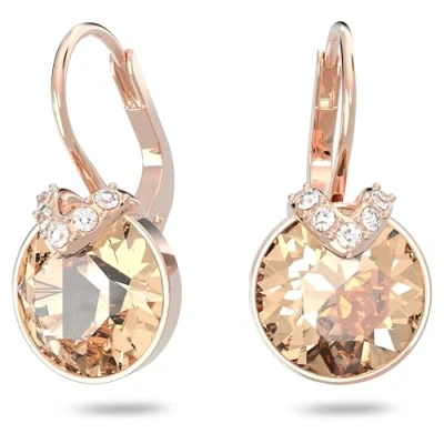 Afbeelding van Swarovski Bella V Oorhangers, ronde snit, goudtint, roségoud verguld, Kristal