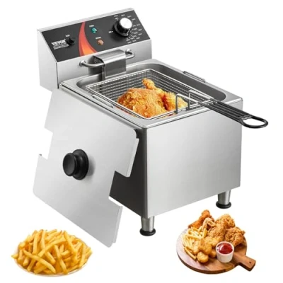 Image de VEVOR Friteuse à bain d&#039;huile électrique commerciale avec panier 3100 W 9 L bar