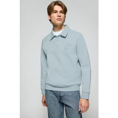 Afbeelding van Polo Club Heren Lichtblauwe Polosweater ‘Gorka’ Met Monogram M