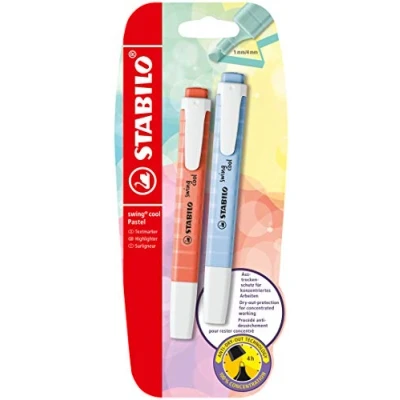 Image de STABILO Surligneur swing cool Pastel Blister x 2 surligneurs bleu/corail