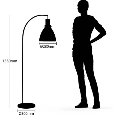 Afbeelding van Lindby vloerlamp 1licht IJzer, eucalyptushout H: 154 cm E27 zwart, licht hout