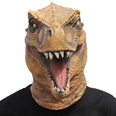 Afbeelding van CreepyParty Halloween kostuum party latex masker dier hoofd dinosaurus T rex
