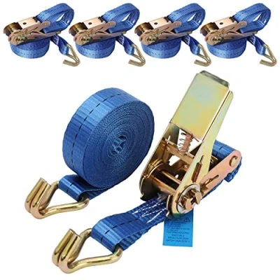 Afbeelding van BOMKEE 4 stuks 800 kg 5 m spanbanden met ratel, sjorband, spanband, ratelspanband, heavy duty, verstelbare sjorbanden haken, snelspanriem voor motorfiets, cargo, vrachtwagens, trailer