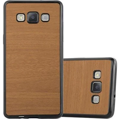 Afbeelding van Cadorabo Hoesje geschikt voor Samsung Galaxy A5 2015 in WOODEN BRUIN Beschermhoes gemaakt van flexibel TPU silicone Case Cover