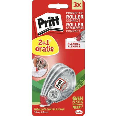 Afbeelding van Pritt Correctieroller Compact Flex 4,2 Mm X 10 M, Blister 2 + 1 Gratis