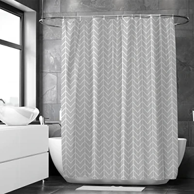 Afbeelding van Loti Living Douchegordijn Anti Schimmel Grijs Patroon Inclusief ringen Waterdicht Polyester 180x200 cm
