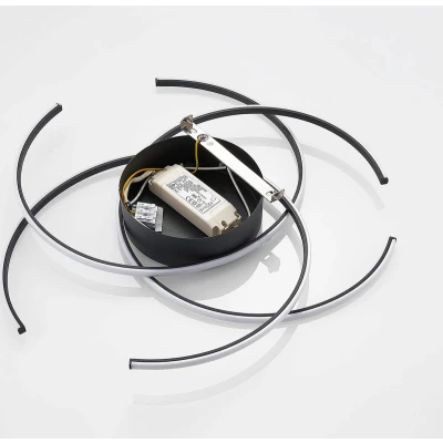 Afbeelding van Lindby LED plafondlamp met dimmer 3lichts ijzer, aluminium, siliconen H: 6.5 cm zwart Inclusief lichtbronnen