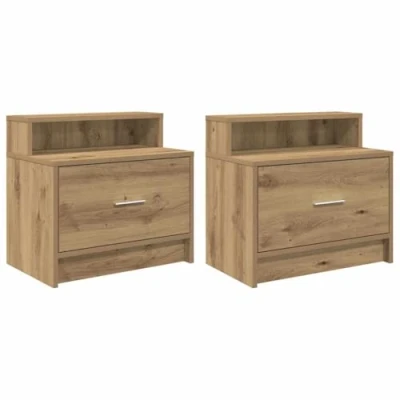 Afbeelding van vidaXL Nachtkastjes 2 st met lade 51x31x47 cm artisanaal eikenkleurig