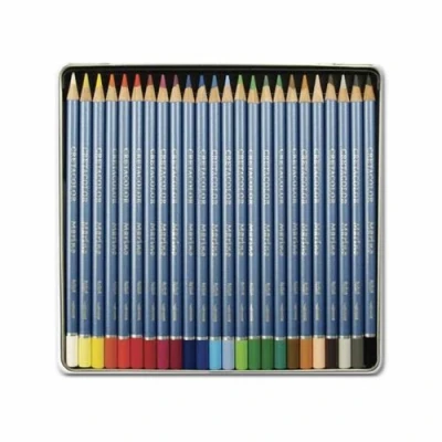 Image de Set 24 crayons de couleur aquarellables Boîte métal Marino Brevillier&#039;s Cretacolor