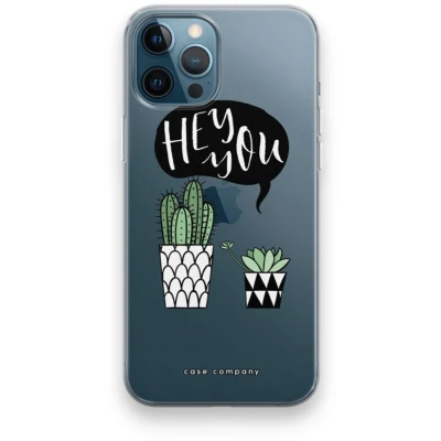 Afbeelding van Case Company® hoesje geschikt voor iPhone 12 Pro Hey you cactus Soft Cover Telefoonhoesje Bescherming aan alle Kanten en Schermrand
