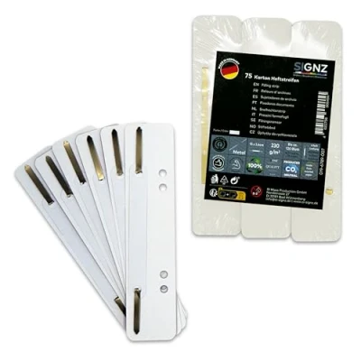 Afbeelding van SIGNZ 75 stuks kartonnen bindbanden, 25 x 3 kleuren, gerecycled karton, CO2 neutraal, gemaakt in Duitsland (75 stuks, wit, wit)