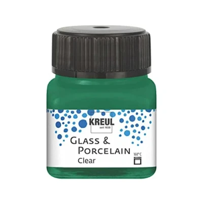 Afbeelding van KREUL Glass &amp; Porcelain Clear 16224 glas en porseleinverf op waterbasis, 20 ml, donkergroen