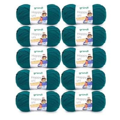 Afbeelding van Gründl Happy uni brei en haakgaren met wolkarakter, 100% polyacryl, anti pilling, 100 g/250 m, naalddikte: 4 5, 10 x g), petrol, 40 39 9 cm