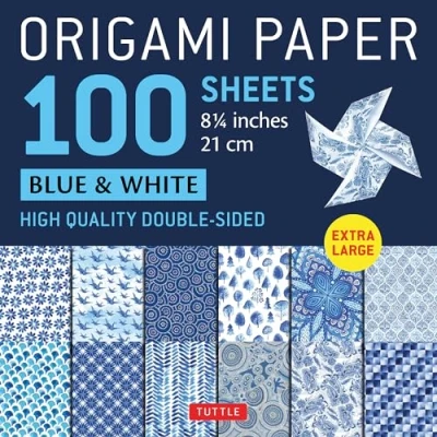 Afbeelding van Origami Paper 100 sheets Blue &amp; White 8 1/4&quot; (21 cm)