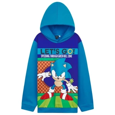 Afbeelding van SONIC THE HEDGEHOG Shadow Hoodies voor jongens en jongeren, Knuckles Tails, warme capuchontrui, cadeau idee gamers (blauw/multi, 6 7 jaar), Blauw/Multi