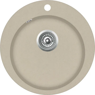 Afbeelding van Gootsteen enkele bak rond graniet beige