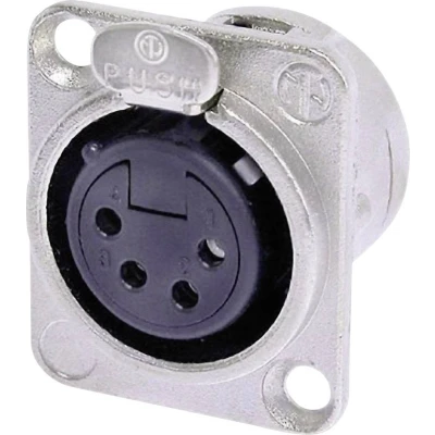 Afbeelding van Neutrik NC4FD L 1 XLR connector Flensbus, contacten recht Aantal polen: 4 Zilver stuk(s)