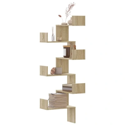 Afbeelding van Hoekwandschap 45x45x147 cm bewerkt hout sonoma eikenkleurig