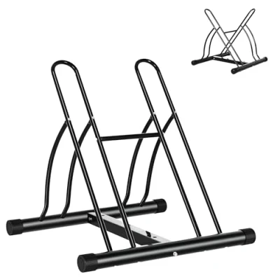 Afbeelding van HOMCOM 2 fietsen, modulair, afmetingen: 54 l x 60 b 57 h cm, epoxystaal, zwart