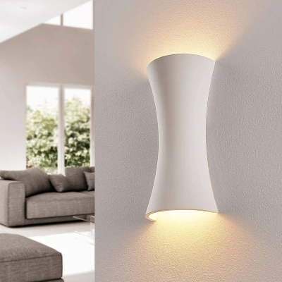 Afbeelding van Lindby wandlamp 2lichts gips, metaal H: 30 cm E14 wit