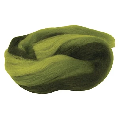 Afbeelding van Rayher Hobby 5366400 kamkam van fijne merinowol, 50 g, 21 micron, meerkleurig, groene tinten, 100% scheerwol voor vilten