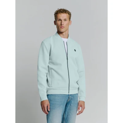 Afbeelding van No Excess Mannen Piqué Sweater Met Volledige Ritssluiting Pastelblauw M