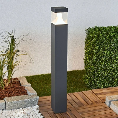Afbeelding van Lucande LED buitenlamp 1licht drukgegoten aluminium, polycarbonaat H: 90 cm grafietgrijs, helder Inclusief lichtbron