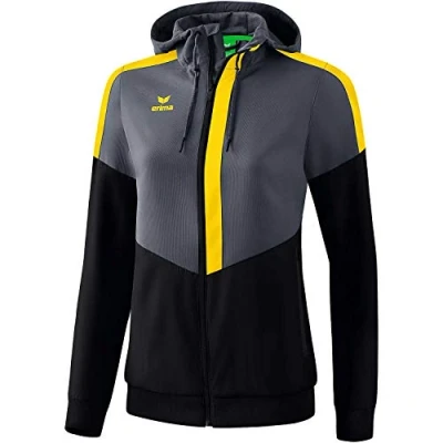 Afbeelding van Erima Squad tracktop jack met capuchon dames slate grey/zwart/geel