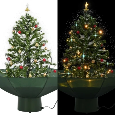 Afbeelding van Kerstboom sneeuwend met paraplubasis 75 cm groen