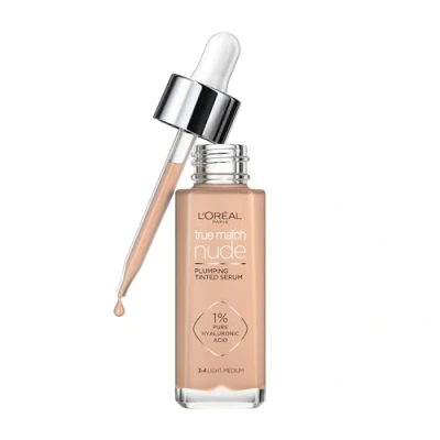 Image de L&#039;Oreal Paris True Match Nude Sérum Teinté Repulpant Foundation avec d&#039;acide hyaluronique 3 4 Light Medium 30ML Vegan