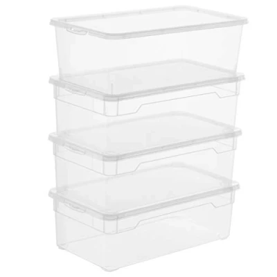 Afbeelding van Rotho Set van 4 kleine opbergboxen transparant kunststof met deksel, 5 liter