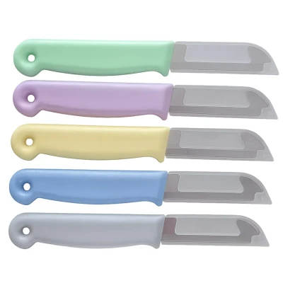 Afbeelding van Solingen Schilmesje RVS Glad 16 cm met Blade Cover Pastel Mix 5 Stuks