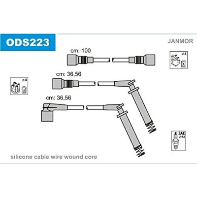 Afbeelding van JANMOR ODS223 Bougiekabelset OPEL: Calibra A, Kadett E CC, Astra F Convertible