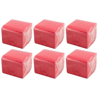 Image de Hostelnovo Lot de 600 serviettes table rouges en papier jetable Micropoint 10 x cm (pliées) et 20 (dépliées) Idéales pour événements restauration, bars fêtes